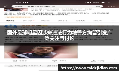 国外足球明星因涉嫌违法行为被警方拘留引发广泛关注与讨论